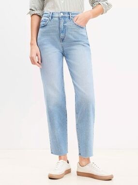 LOFT Light Blue Cropped High-Rise Jeans